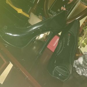 Black open toe high heel